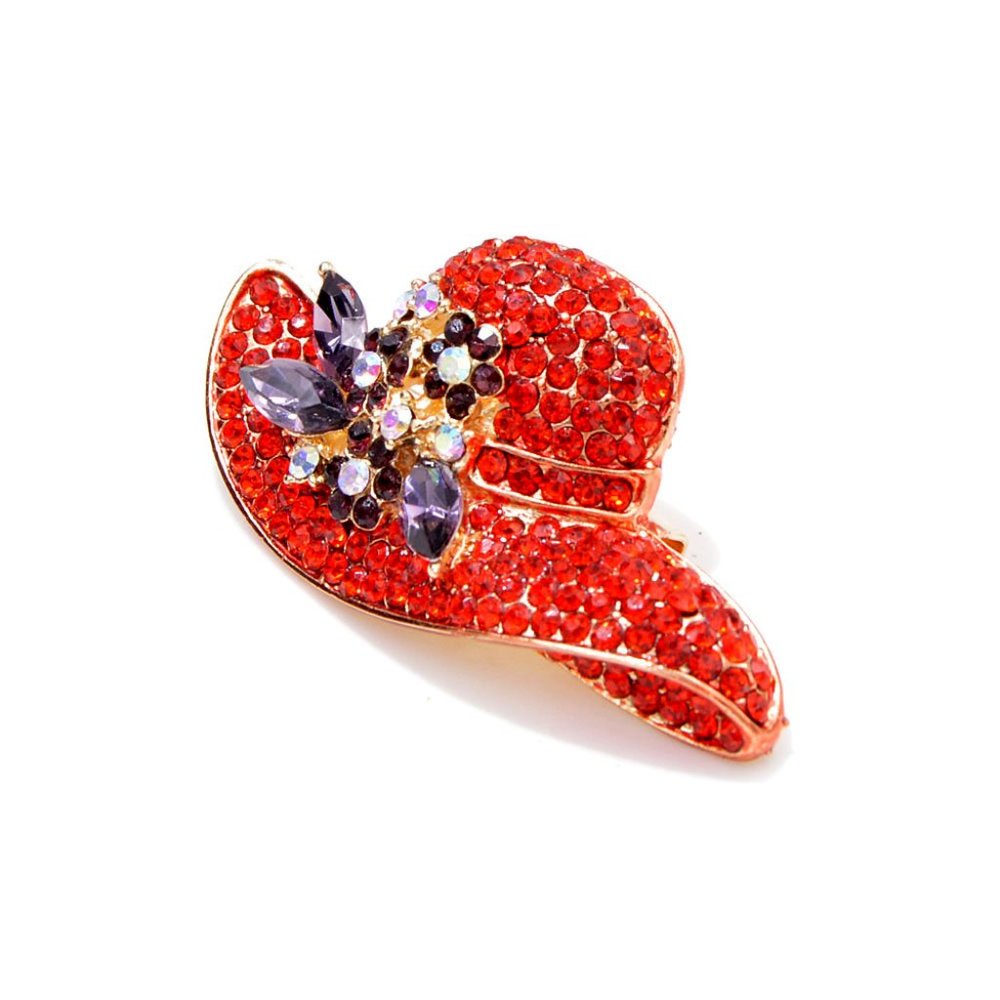 Sparkling 2 Inch Red Rhinestone Pin Brooch - Picture 2 of 2